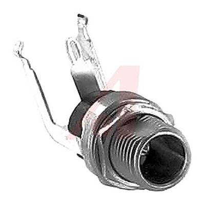 Switchcraft, RA Right Angle DC Socket Rated At 5.0A, 12.0 V, Panel Mount, length 23.3mm, Silver