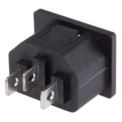 RS PRO C14 Snap-In IEC Connector Male, 10A, 250 V