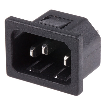 RS PRO C14 Snap-In IEC Connector Male, 10A, 250 V