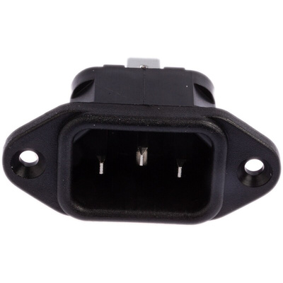 Bulgin C14 Panel Mount IEC Connector Male, 10A, 250 V