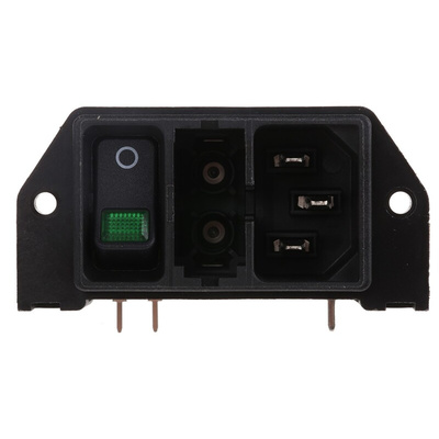 Schurter C14 Right Angle Panel Mount, PCB Mount IEC Connector Male, 10A, 250 V