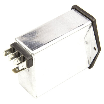 Schaffner 6A, 250 V ac Male Panel Mount IEC Filter 2 Pole FN393-6-05-11, Faston 1 Fuse