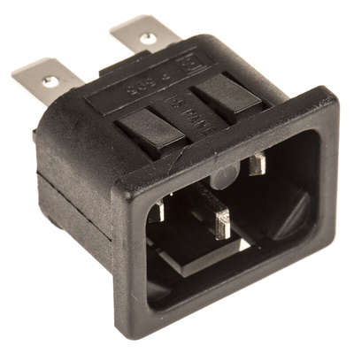 Bulgin C16 Snap-In IEC Connector Male, 10A, 250 V
