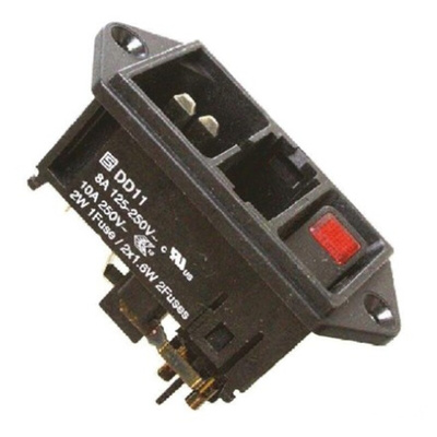Schurter C14 Panel Mount IEC Connector Male, 10A, 250 V, Fuse Size 5 x 20mm