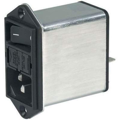 Schurter 6A, 250 V ac Male Panel Mount Filtered IEC Connector DD12.6121.111, Quick Connect Terminals 6.3 x 0.8 mm