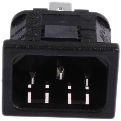 Bulgin C14 Snap-In IEC Connector Male, 10A, 250 V