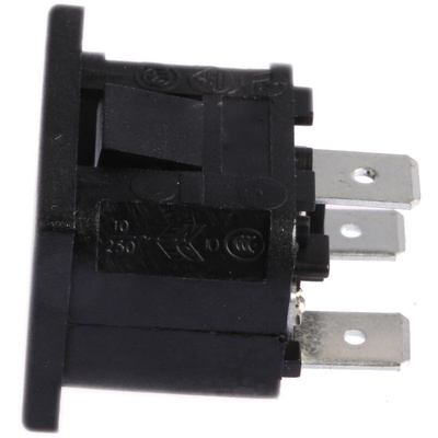 Bulgin C14 Snap-In IEC Connector Male, 10A, 250 V