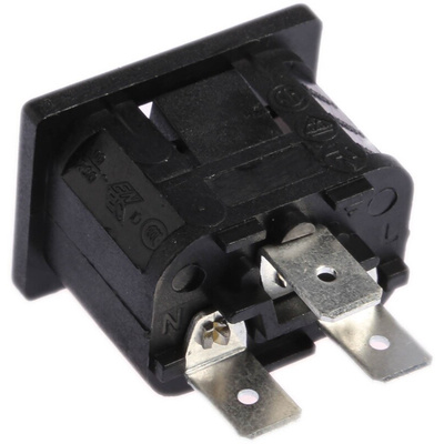 Bulgin C14 Snap-In IEC Connector Male, 10A, 250 V