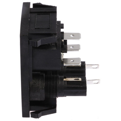 Bulgin C14 Snap-In IEC Connector Male, 10A, 250 V, Fuse Size 5 x 20mm