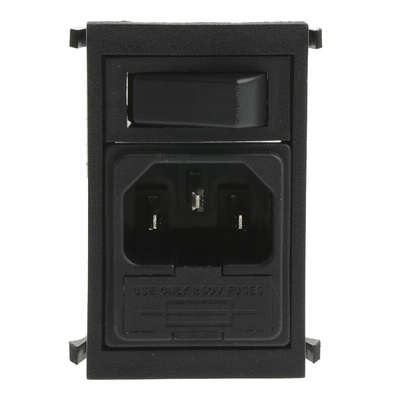 Bulgin C14 Snap-In IEC Connector Male, 10A, 250 V, Fuse Size 5 x 20mm