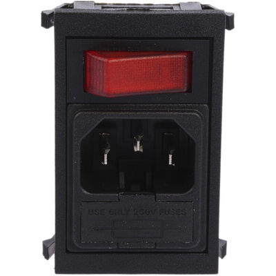 Bulgin C14 Snap-In IEC Connector Male, 10A, 250 V, Fuse Size 5 x 20mm