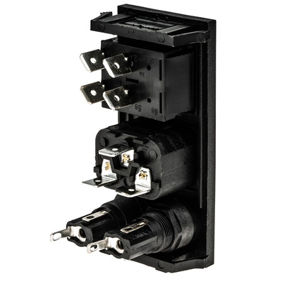 Bulgin C14 Snap-In IEC Connector Male, 10A, 250 V, Fuse Size 5 x 20mm