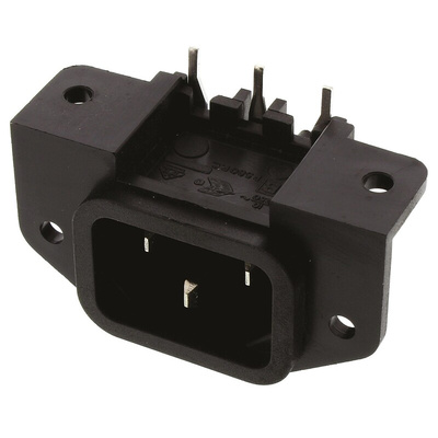 Bulgin C14 Right Angle Panel Mount, PCB Mount IEC Connector Male, 10A, 250 V