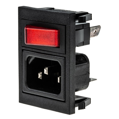 Bulgin C14 Snap-In IEC Connector Male, 10A, 250 V