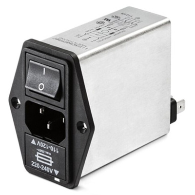 Schaffner 6A, 250 V ac Male Panel Mount IEC Filter FN 394-6/05-11, Faston