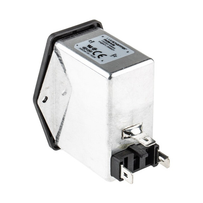 Schaffner 6A, 250 V ac Male Panel Mount IEC Filter 2 Pole FN284-6-06, Faston 2 Fuse