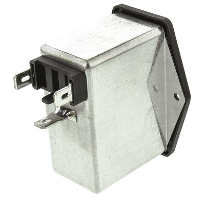 Schaffner 1A, 250 V ac Male Panel Mount IEC Filter 2 Pole FN284-1-06, Faston 2 Fuse