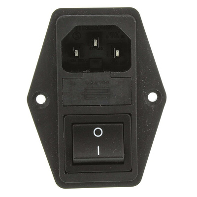 Schaffner 1A, 250 V ac Male Panel Mount IEC Filter 2 Pole FN284-1-06, Faston 2 Fuse