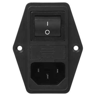 Schaffner 4A, 250 V ac Male Panel Mount IEC Filter 2 Pole FN284-4-06, Faston 2 Fuse