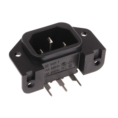 Schurter C14, C18 Panel Mount IEC Connector Male, 10A, 250 V
