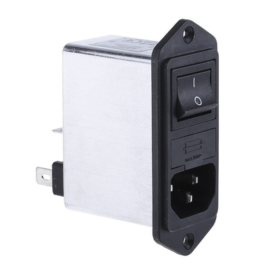 Schaffner 2A, 250 V ac Male Panel Mount IEC Filter 2 Pole FN282-2-06, Faston 2 Fuse