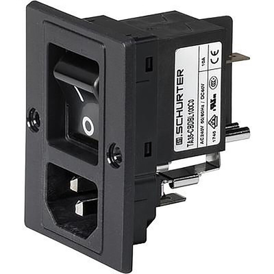 Schurter C14, C18 Panel Mount IEC Connector Socket, 10A, 250 V