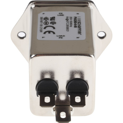 Schaffner 6A, 250 V ac Male Panel Mount IEC Inlet Filter FN9260-6-06, Faston 2 Fuse
