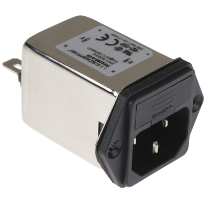 Schaffner 6A, 250 V ac Male Panel Mount IEC Inlet Filter FN9260-6-06, Faston 2 Fuse