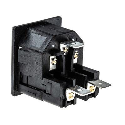 Bulgin C14 Snap-In IEC Connector Male, 10A, 250 V, Fuse Size 5 x 20mm