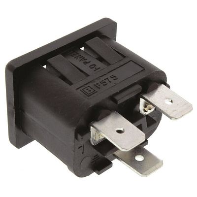 Bulgin C14 Snap-In IEC Connector Male, 10A, 250 V