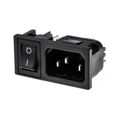 Bulgin C14 Snap-In IEC Connector Male, 10A, 250 V