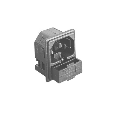 Bulgin Snap-In IEC Connector Male, 10A, 250 V, Fuse Size 5 x 20mm