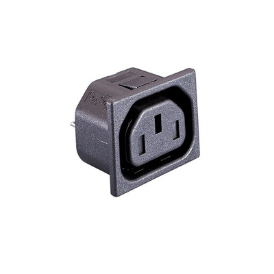Bulgin Snap-In IEC Connector Male, 10A, 250 V