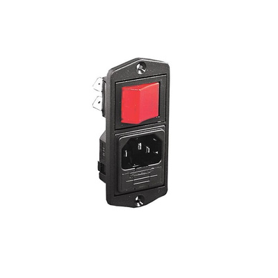 Bulgin C14 Panel Mount IEC Connector Socket, Plug, 10A, 250 V, Fuse Size 5 X 20mm