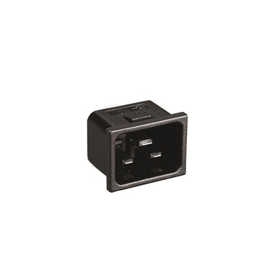 Bulgin Snap-In IEC Connector Male, 10A, 250 V