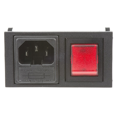 Bulgin C14 Snap-In IEC Connector Male, 10A, 250 V, Fuse Size 5 x 20mm