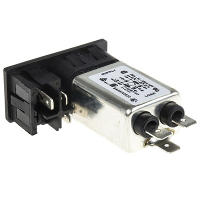 Bulgin 6A, 250 V ac Male Snap-In IEC Filter 1 Pole BZM27/A0620/55B 1 Fuse
