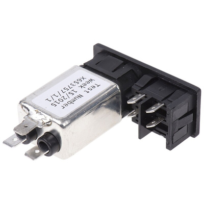 Bulgin 6A, 250 V ac Male Snap-In IEC Filter 2 Pole BZM27/A0620/59B None Fuse