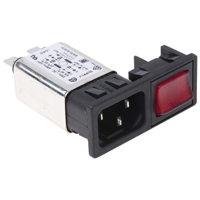 Bulgin 6A, 250 V ac Male Snap-In IEC Filter 2 Pole BZM27/A0620/59B None Fuse