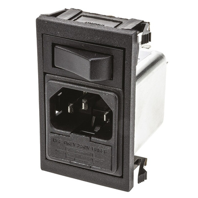 Bulgin 6A, 250 V ac Male Snap-In IEC Filter BZV01/A0620/01