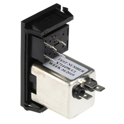 Bulgin 6A, 250 V ac Male Snap-In IEC Filter 1 Pole BZV01/A0620/11 1 Fuse