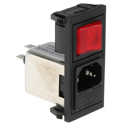 Bulgin 6A, 250 V ac Male Snap-In IEC Filter 1 Pole BZV01/A0620/11 1 Fuse