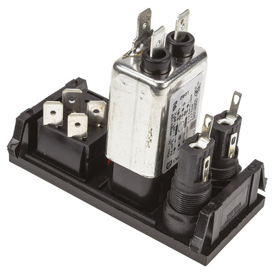 Bulgin 10A, 250 V ac Male Snap-In IEC Filter 2 Pole BZV03/A0620/06 2 Fuse