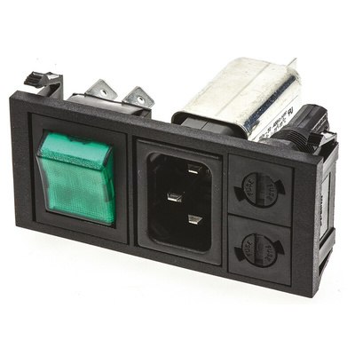 Bulgin 10A, 250 V ac Male Snap-In IEC Filter 2 Pole BZV03/A0620/09 2 Fuse