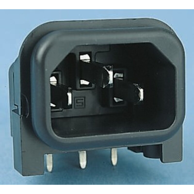 Schurter C14 Right Angle Panel Mount IEC Connector Male, 10A, 250 V