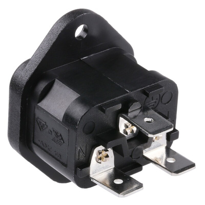 Bulgin C14 Panel Mount IEC Connector Male, 10A, 250 V