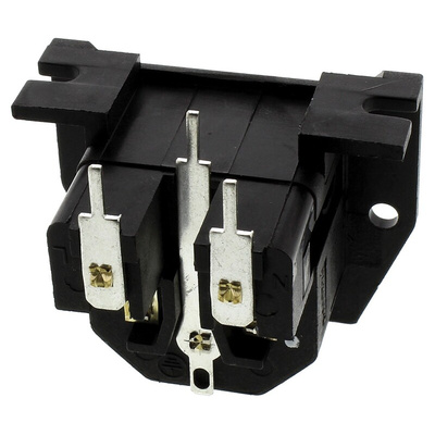 Bulgin C14 Right Angle Panel Mount, PCB Mount IEC Connector Male, 10A, 250 V, Fuse Size 5 x 20mm
