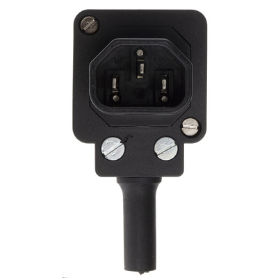 Bulgin C14 Right Angle Cable Mount IEC Connector Male, 10A, 250 V
