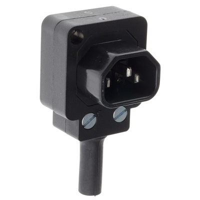 Bulgin C14 Right Angle Cable Mount IEC Connector Male, 10A, 250 V