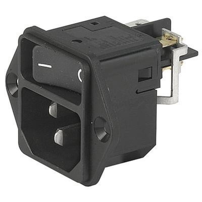 Schurter C14 Panel Mount, Screw Mount IEC Connector Male, 10A, 250 V ac, Fuse Size 27.60 x 31.60mm